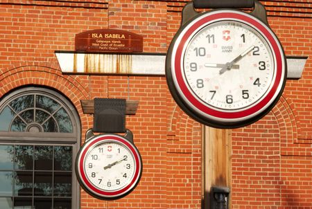 Clocks hangingの写真素材