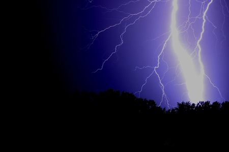 Lightning bolts at night