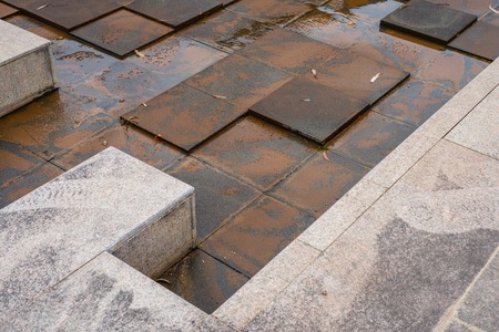 Stone Tile Water Feature Garden in the Royal Botanic Gardens Victoriaの写真素材