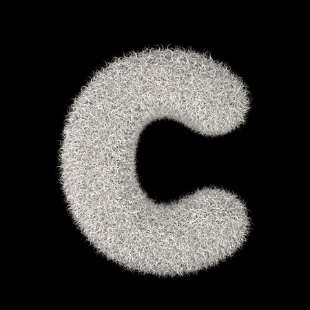 3D Rendering Creative Illustration White Furry Letter Cの写真素材