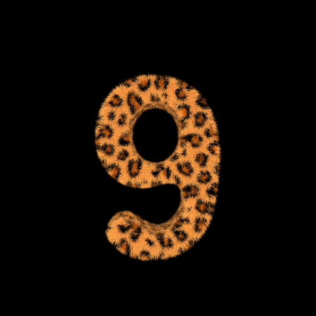 Illustration 3D Rendering Creative Illustration Leopard Print Furry Number 9の写真素材