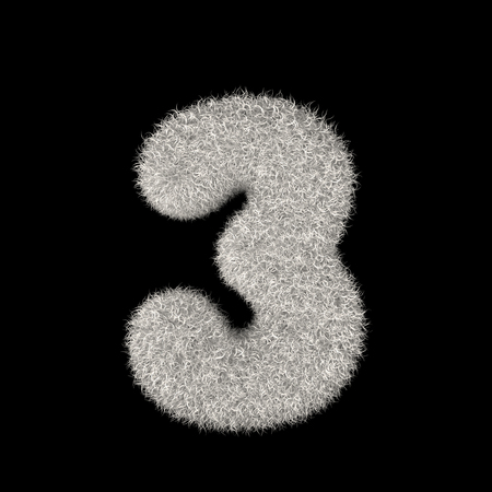 Illustration 3D Rendering Creative Illustration White Furry Number 3の写真素材