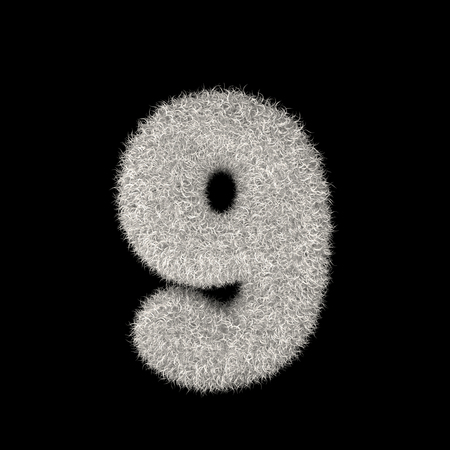 Illustration 3D Rendering Creative Illustration White Furry Number 9の写真素材