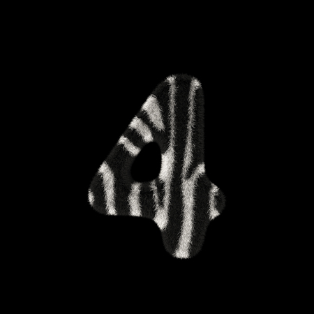 Illustration 3D Rendering Creative Illustration Zebra Print Furry Number 4の写真素材