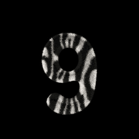 Illustration 3D Rendering Creative Illustration Zebra Print Furry Number 9の写真素材