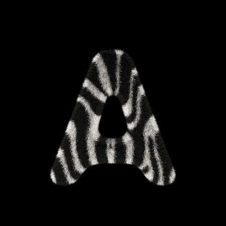 Illustration 3D Rendering Creative Illustration Zebra Print Furry Letter Aの写真素材