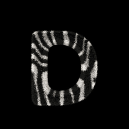 Illustration 3D Rendering Creative Illustration Zebra Print Furry Letter Dの写真素材