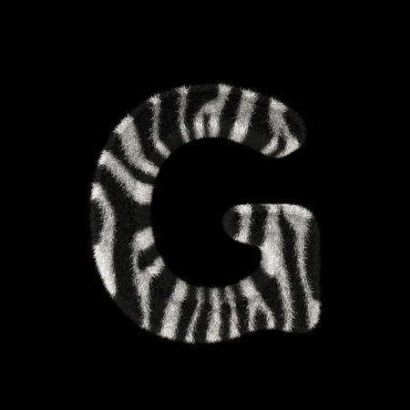 Illustration 3D Rendering Creative Illustration Zebra Print Furry Letter Gの写真素材
