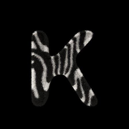 Illustration 3D Rendering Creative Illustration Zebra Print Furry Letter Kの写真素材