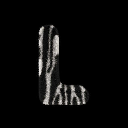 Illustration 3D Rendering Creative Illustration Zebra Print Furry Letter Lの写真素材