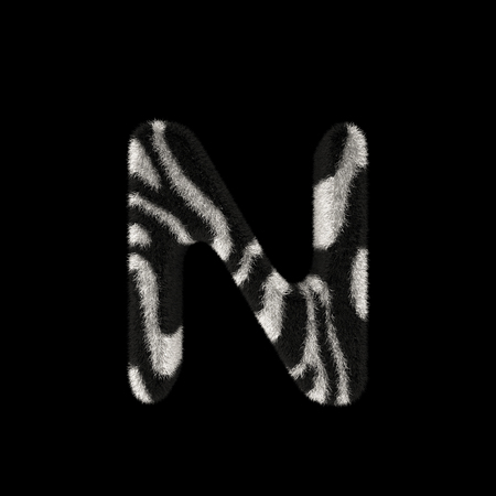 Illustration 3D Rendering Creative Illustration Zebra Print Furry Letter Nの写真素材