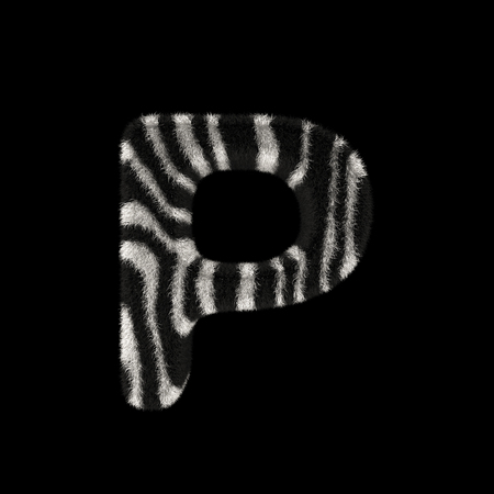 Illustration 3D Rendering Creative Illustration Zebra Print Furry Letter Pの写真素材
