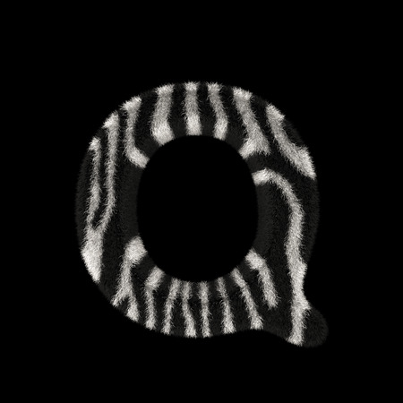 Illustration 3D Rendering Creative Illustration Zebra Print Furry Letter Qの写真素材