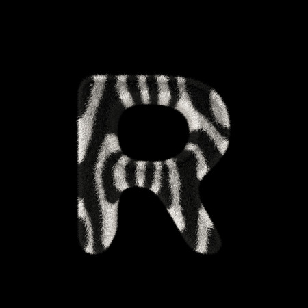 Illustration 3D Rendering Creative Illustration Zebra Print Furry Letter Rの写真素材