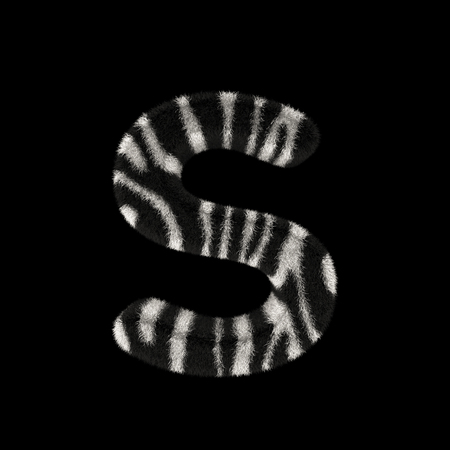 Illustration 3D Rendering Creative Illustration Zebra Print Furry Letter Sの写真素材