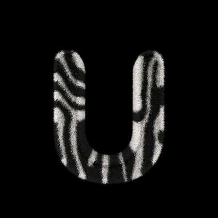 Illustration 3D Rendering Creative Illustration Zebra Print Furry Letter Uの写真素材