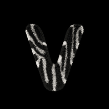 Illustration 3D Rendering Creative Illustration Zebra Print Furry Letter Vの写真素材