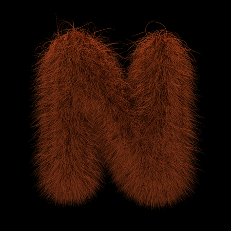 Illustration 3D Rendering Creative Illustration Ginger Orangutan Furry Letter Nの写真素材