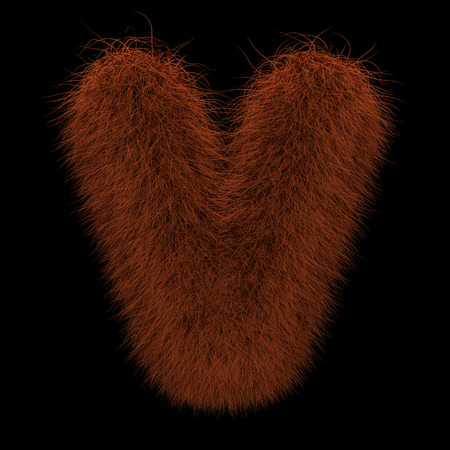 Illustration 3D Rendering Creative Illustration Ginger Orangutan Furry Letter Vの写真素材