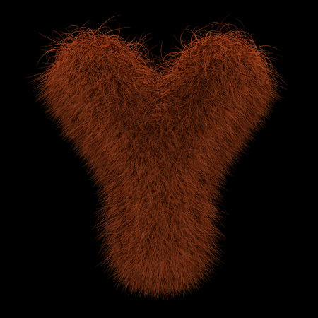 Illustration 3D Rendering Creative Illustration Ginger Orangutan Furry Letter Yの写真素材