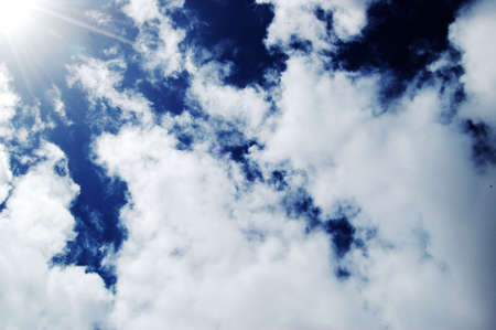 Sunny Deep Blue Skies with cloudsの写真素材