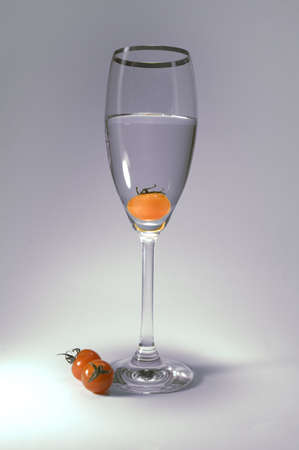 Tomato in the glass, soft lightning . clean perspectiveの写真素材