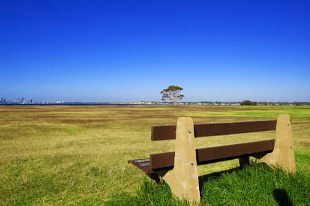 empty chair in the parkの写真素材