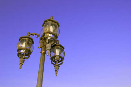 Lamp post under the blue skyの写真素材