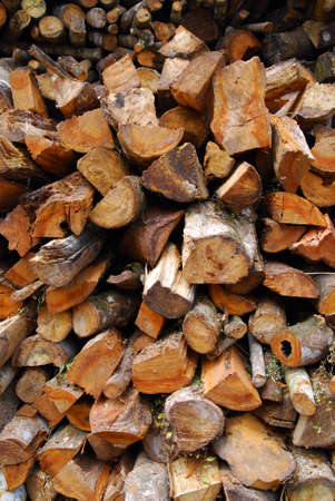 Stack of firewood under the bright sun.