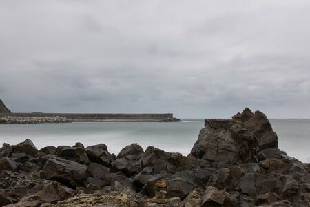 Nice clouds in a long exposure photo in northern Spainの写真素材