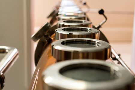 Details of the windows of a distiller machine to distill alcoholの写真素材