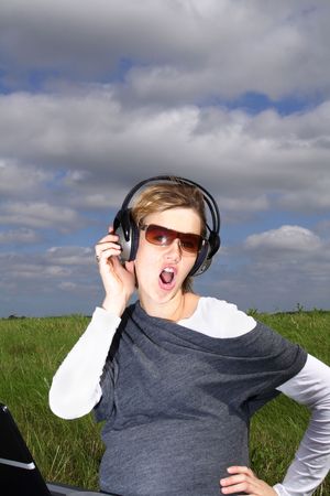 Singing outdoorsの写真素材