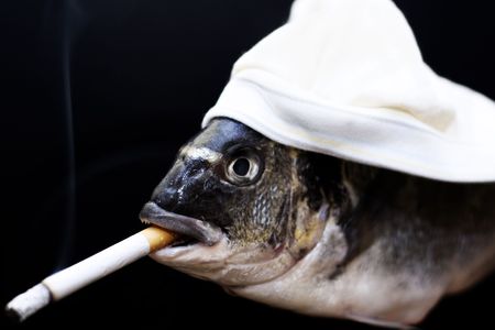 smoking fishの写真素材