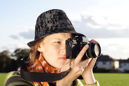 Photographer taking pictureの写真素材
