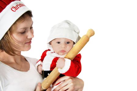 baby chef cook for christmasの写真素材