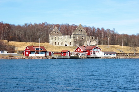 Coastline and ruinsの写真素材