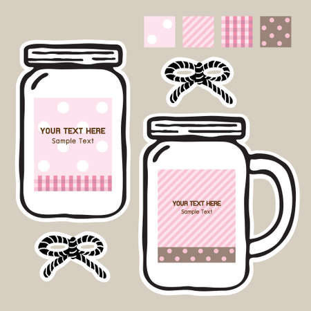 maison jar tags, patterns, vector illustrationのイラスト素材
