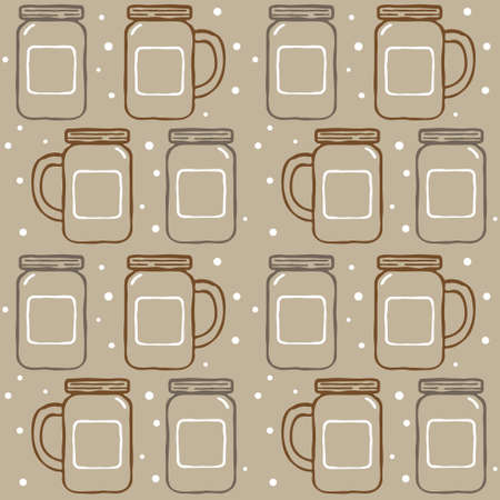 seamless mason jar pattern, vector illustrationのイラスト素材