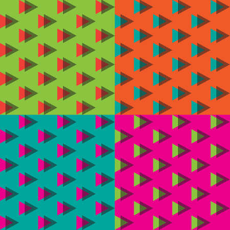 4 colors of seamless triangle memphis pattern, vector illustration