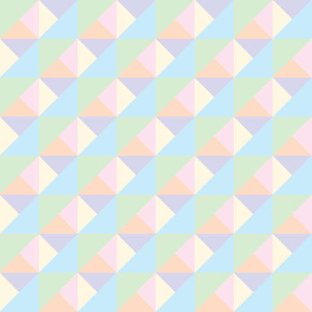 Triangle seamless pattern in pastel blue, green, pink, orange, purple and cream color. For textile, fabric, paper gift wrap, wallpaper, background, backdrop or printed design artwork. Vector illustration.のイラスト素材
