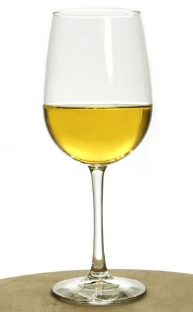 Single glass of chardonnay white wineの写真素材