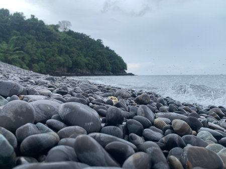 Beautiful multicoloured stones at Ko Hin Ngam island, Tarutao National Park in the Andaman Sea, Satun, Thailand.の写真素材