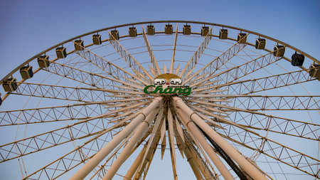 January 2 2021 - Bangkok, Thailand : Famous Ferris wheel ride at Asiatique The Riverfront, Chao Praya River, Thailandのeditorial素材