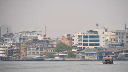 January 7 2021 - Bangkok, Thailand : Beautiful cityscape at Chao Praya River, Bangkok, Thailandのeditorial素材