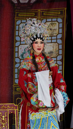 February 7 2021 - Bangkok, Thailand Chinese Opera performers  perform on stage at Lhong 1919, Bangkok, Thailandのeditorial素材