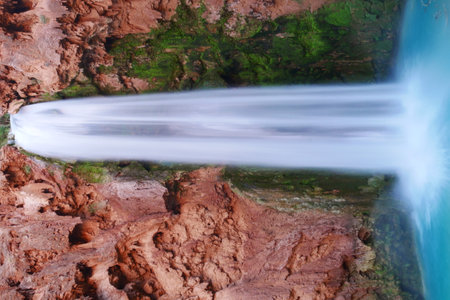 Mooney Falls, Havasu Canyon, Havasupai Indian Reservation, Arizona, United Statesの写真素材