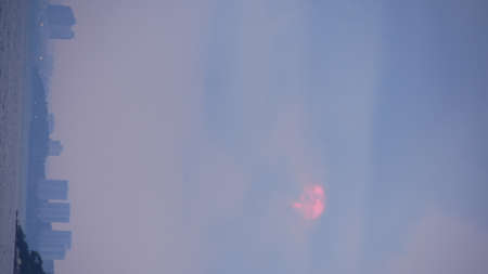 Full moon rising over sea at Pataya city Thailand.の写真素材