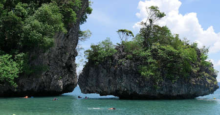 Beautiful limestone island in Andaman sea, The famous destination at Krabi Province, Thailand.の写真素材