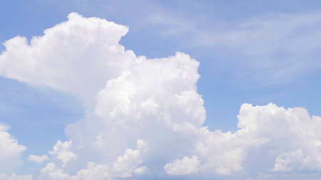 Beautiful Cloud scape against blue sky, fluffy clouds in the sky.の写真素材