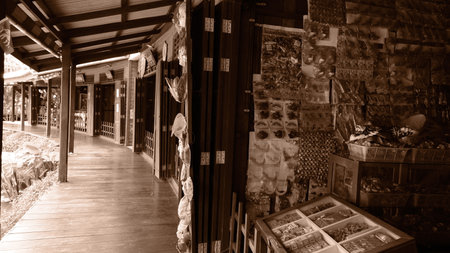 June 3 2021, Nonthaburi, Thailand : view of vintage toys shop from many years ago  and other store in Chomchei Cafe The Memory Gallery, famous attraction in Thailand.のeditorial素材